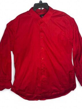 Men’s Exposure Red Long Sleeve Button Up Shirt - Rare 3XL